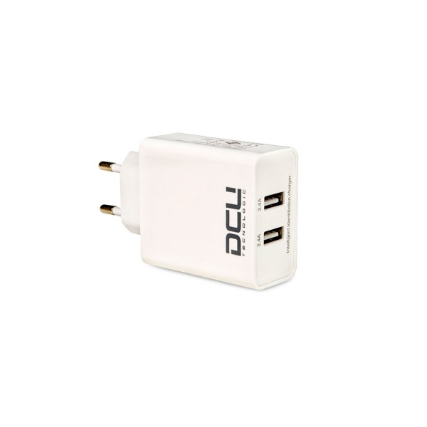 Dcu cargador de pared blanco con entrada de 2 puertos usb 5v/4.8a