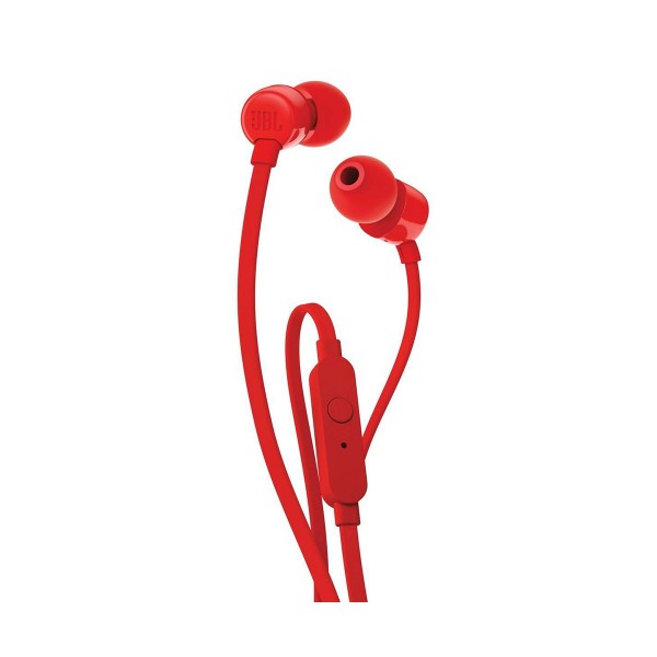 Jbl t110 rojo auriculares de botón con micrófono integrado