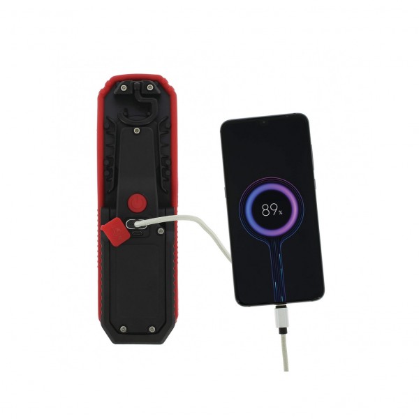 Lampara LED COB Recargable USB con Protección para Polvo 1800 Lumen 2 Intensidades con Base Magnética Rotativa de 180º y Gancho