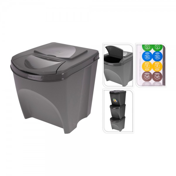 Sistema de 3 cubos x25 l reciclaje apilables
