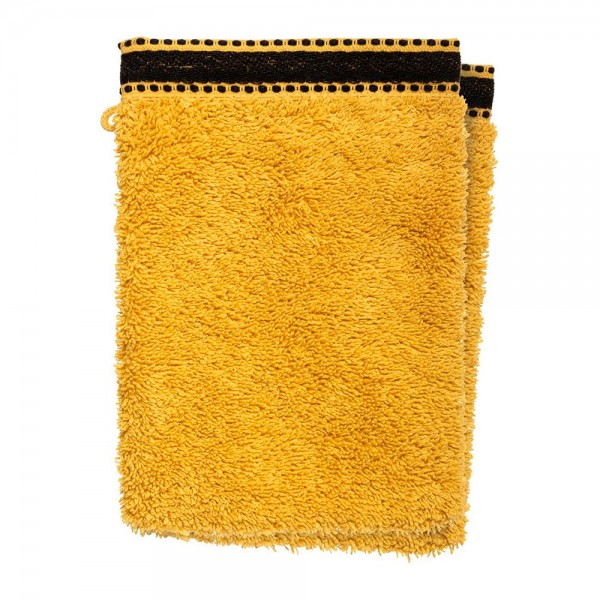 Pack 2ud guante-toalla baño premium color mostaza 15x21cm