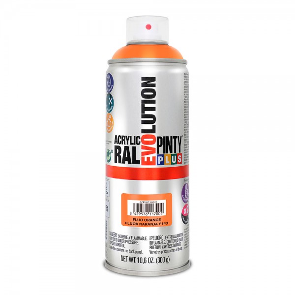 Pintura en spray pintyplus evolution 520cc  fluor.naranja f143