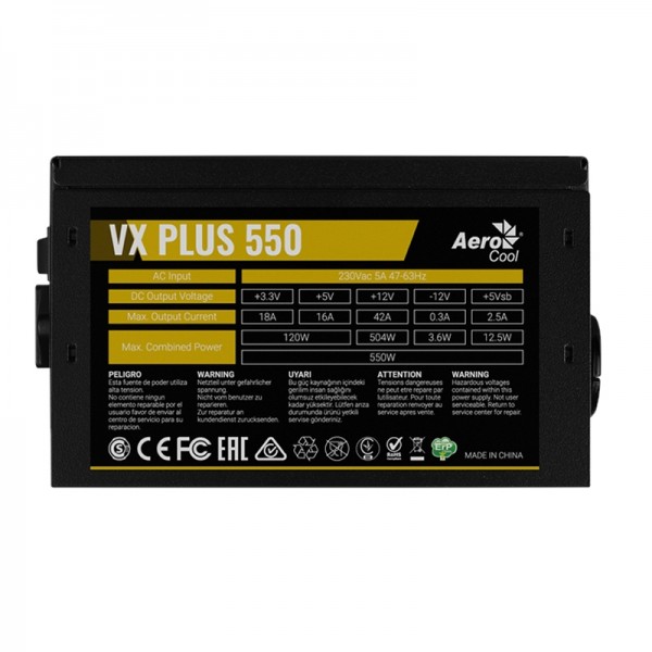 Aerocool fuente vxplus 550w 12c pmw pci-e 6pin