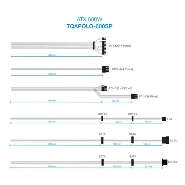 Tooq fuente alimentación tqapolo-600sp 600w