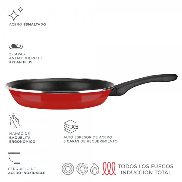 sarten optimax ø30cm roja acero aisi 430 fagor