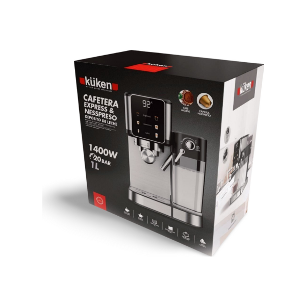 Cafetera exp/nesp 20 bar 1l. depo. leche